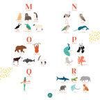 Affiche enfant prénom personnalisé animaux du monde, poster déco unique Papier curieux, manchot, panda, renard