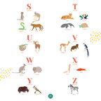 Affiche enfant prénom personnalisé animaux du monde, poster déco unique Papier curieux, serpent, tigre, zèbre