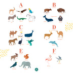 Affiche enfant prénom personnalisé animaux du monde, poster déco unique Papier curieux, éléphant, cheval, dauphin