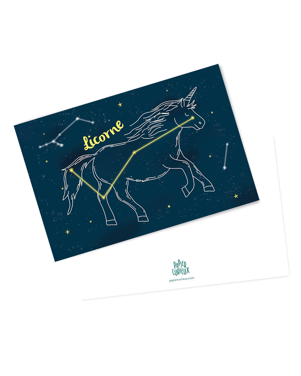 Carte postale constellation Licorne étoiles ciel