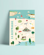 Carte postale Normandie, illustration région normande, paysages et patrimoine local