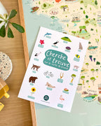 Carte de France, affiche déco colorée, jeu cherche et trouve, poster illustré pédagogique et géographique Papier curieux