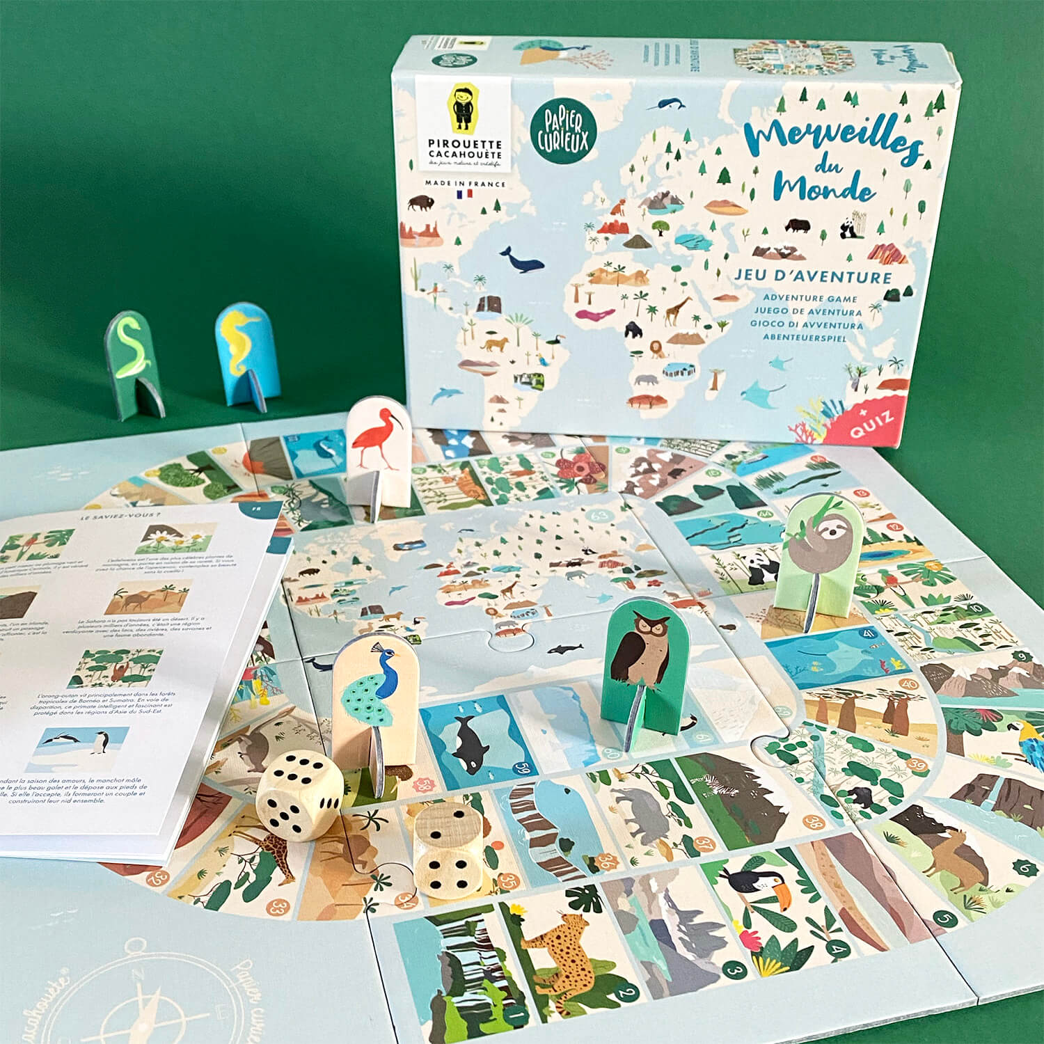 Jeu d'aventure Merveilles du Monde, jeu de l'oie original enfant, jeu éco-conçu et fabriqué en France