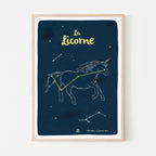 Affiche étoiles déco chambre enfant, constellation de la Licorne, déco ludique Papier curieux