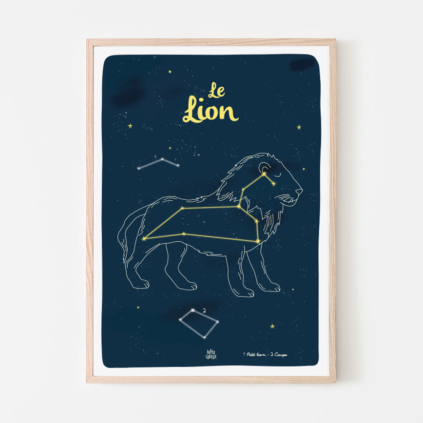 Affiche étoiles déco chambre enfant, constellation du Lion, déco ludique Papier curieux