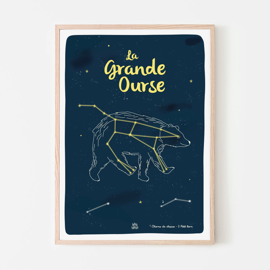 Affiche étoiles déco chambre enfant, constellation de la Grande Ourse, déco ludique Papier curieux