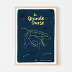 Affiche étoiles déco chambre enfant, constellation de la Grande Ourse, déco ludique Papier curieux