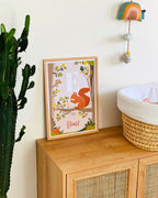 Affiche enfant initiale prénom personnalisé Eliott et écureuil, poster date de naissance, déco unique Papier curieux
