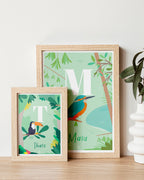 Affiche enfant initiale prénom personnalisé animaux, poster date de naissance, déco unique Papier curieux