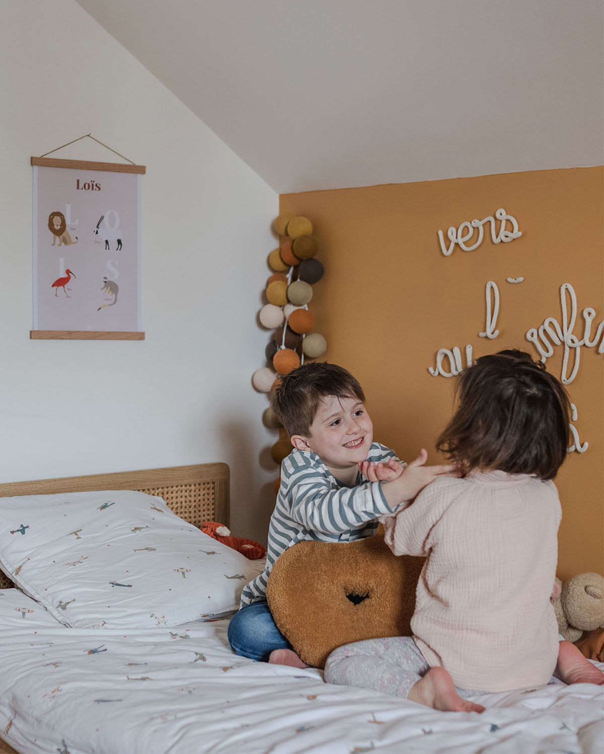 Affiche prénom enfant personnalisé, abécédaire chambre déco, poster animaux bébé