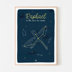 Affiche enfant personnalisée étoiles, poster déco chambre enfant, constellation du Cygne, déco ludique Papier curieux