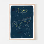 Affiche enfant personnalisée étoiles, poster déco chambre enfant, constellation de la Licorne, déco ludique Papier curieux