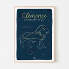 Affiche enfant personnalisée étoiles, poster déco chambre enfant, constellation du Lion, déco ludique Papier curieux