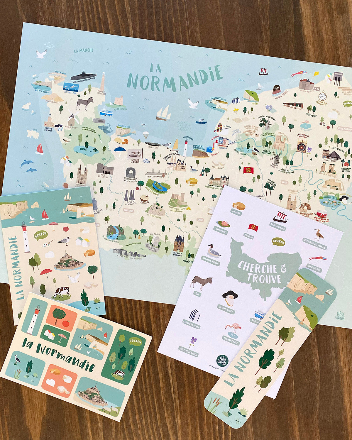 Collection Normandie, affiche déco région, cartes postales et marque-page Papier curieux