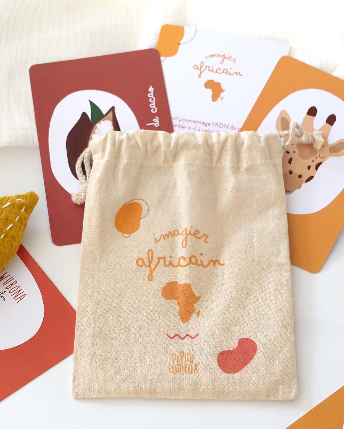 Imagier Afrique jeu cartes enfants pochon bio  fait en France
