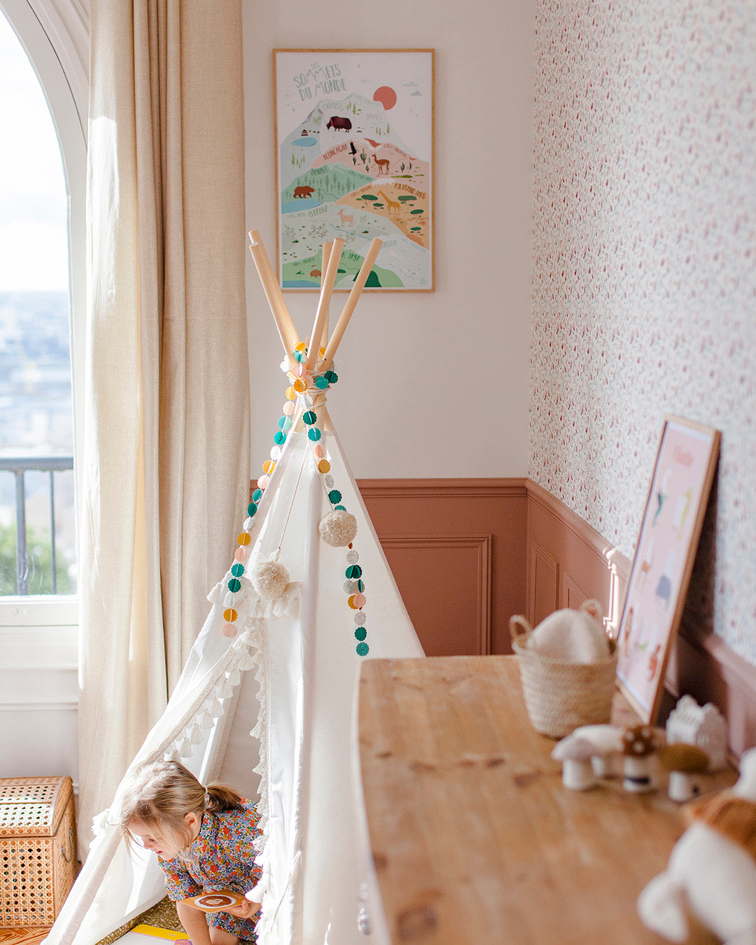 Affiche déco Les Montagnes pour chambre d'enfant, poster illustré pédagogique sommets du monde