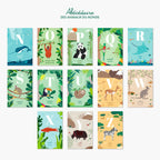 26 cartes alphabet animaux du monde, baleine, jeu pédagogique apprentissage lettres, jeu enfant 3 ans