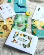 26 cartes alphabet animaux du monde, baleine, jeu pédagogique apprentissage lettres, jeu enfant 3 ans