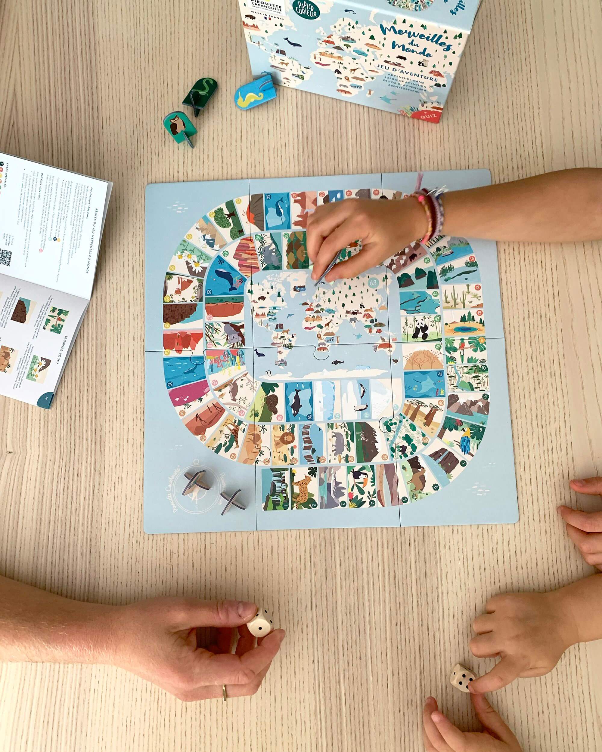 Jeu d'aventure Merveilles du Monde, jeu de l'oie original enfant, jeu éco-conçu et fabriqué en France