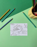 Carte coloriage enfant le chant des oiseaux, illustration mésange bleue