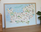 Carte de Normandie, affiche déco région, poster illustré pédagogique et géographique Papier curieux