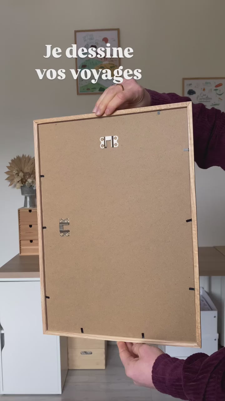 Vidéo affiche voyage personnalisée, carte illustration Amérique du Sud, poster pays itinéraire détaillé