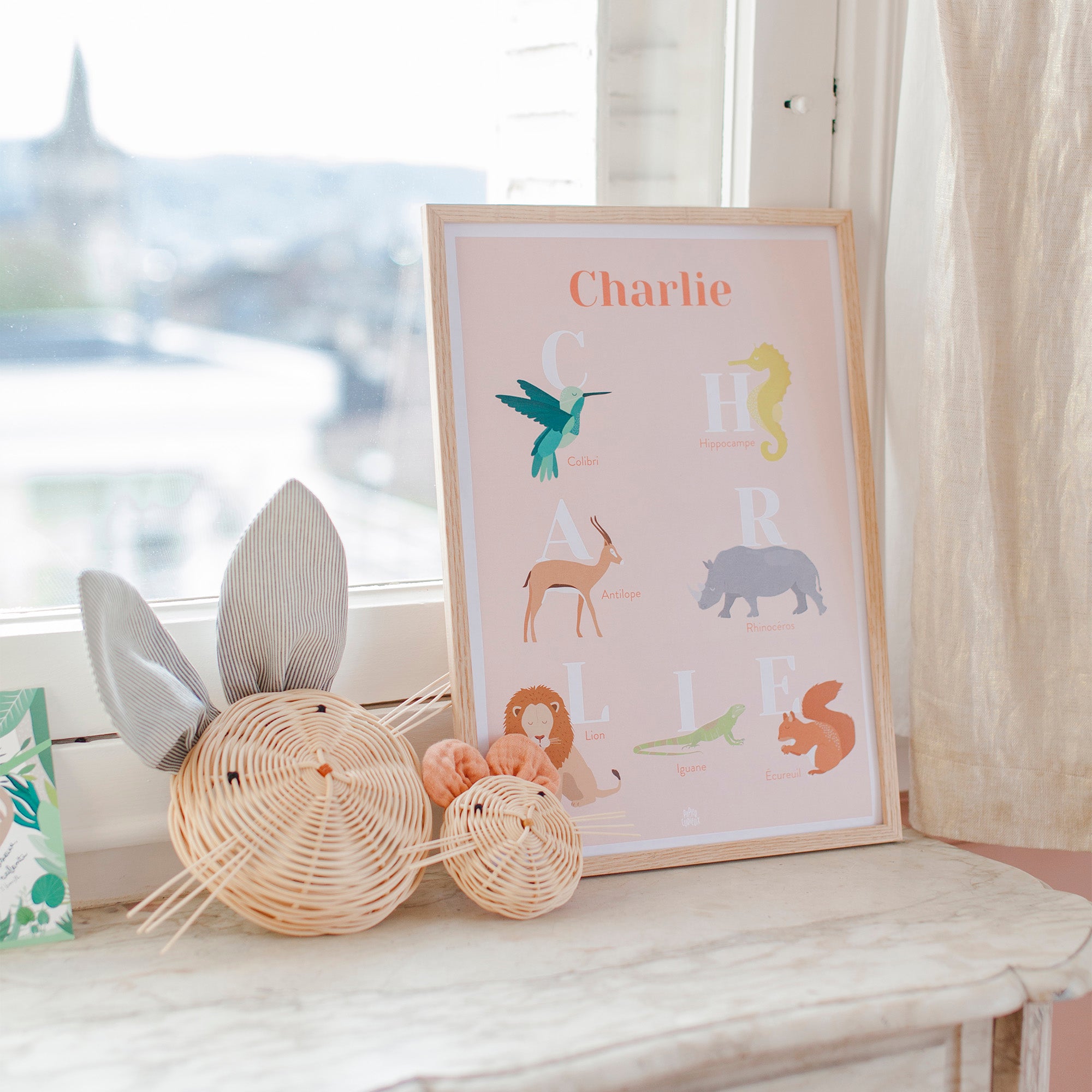 affiche personnalisée prénom, abécédaire naissance bébé, poster prénom enfant