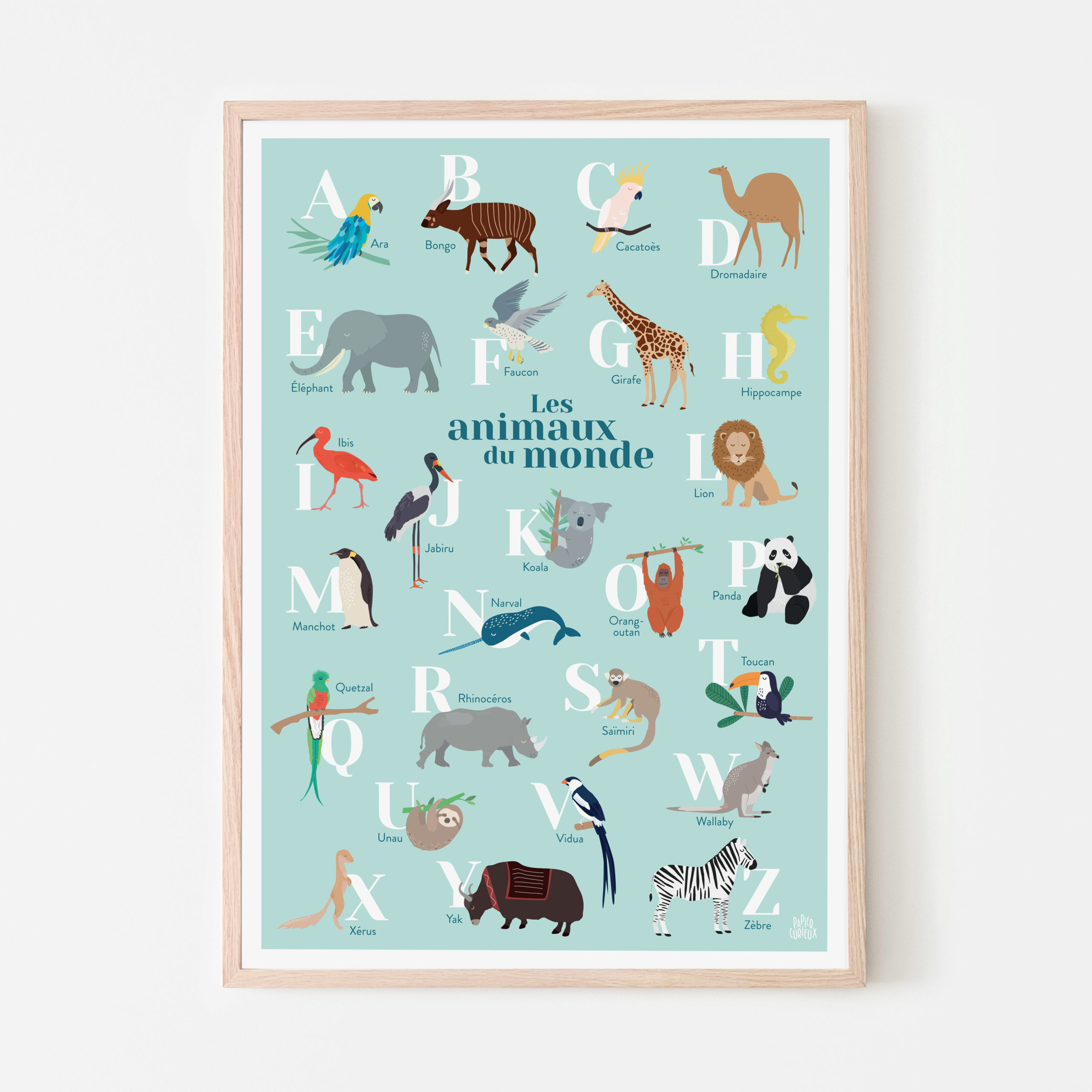 Poster abécédaire des animaux chambre enfant - A2 – Seven Paper