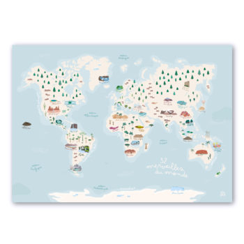 carte monde enfants nature plansiphère