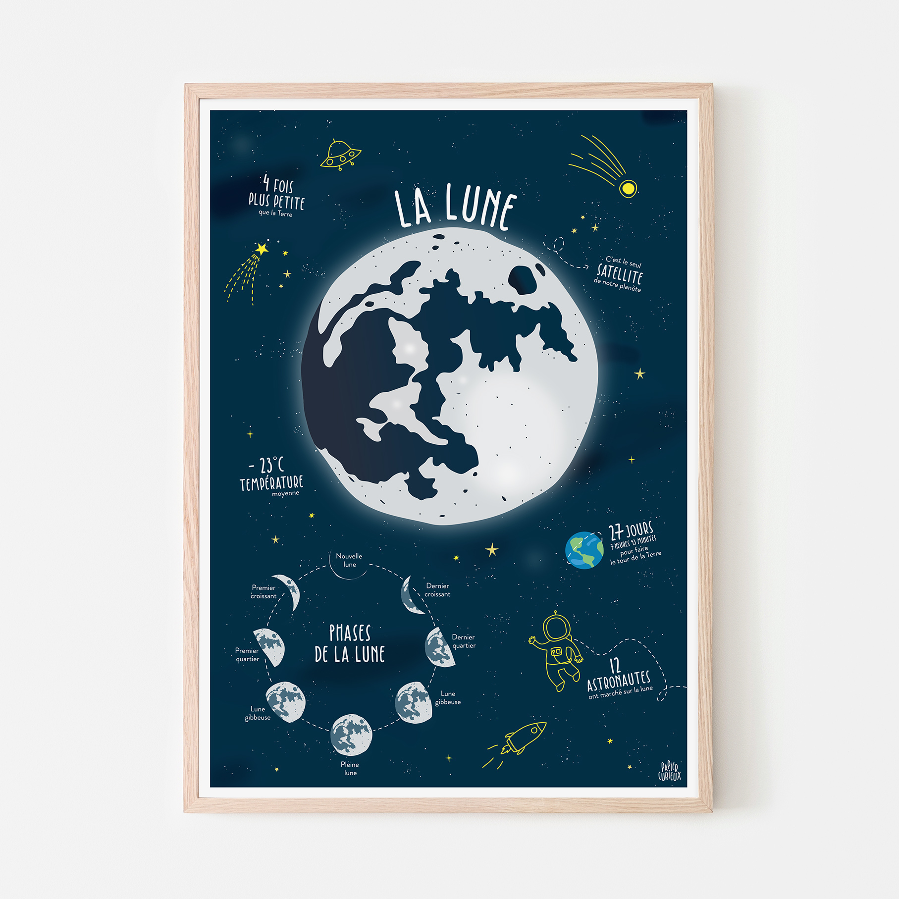 Affiche éducative sur la Lune pour un voyage dans l'espace