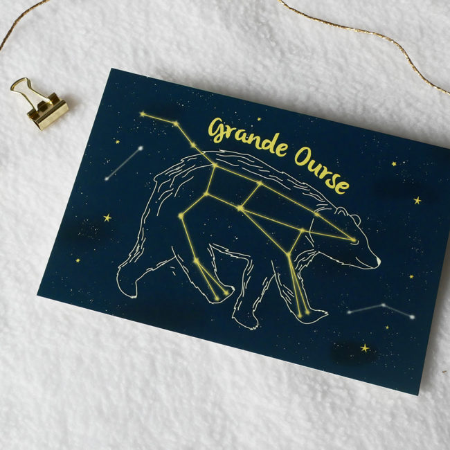carte postale grande ourse constellation enfant illustration enfant