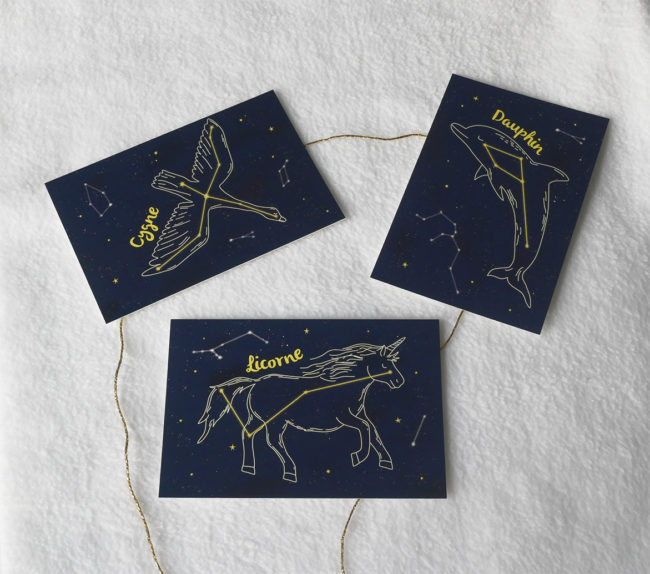 carte postale constellation enfant illustration étoiles
