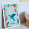 affiche personnalisée colibri prénom initiale naissance