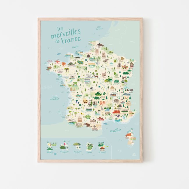 Affiche carte France enfant géographie découverte