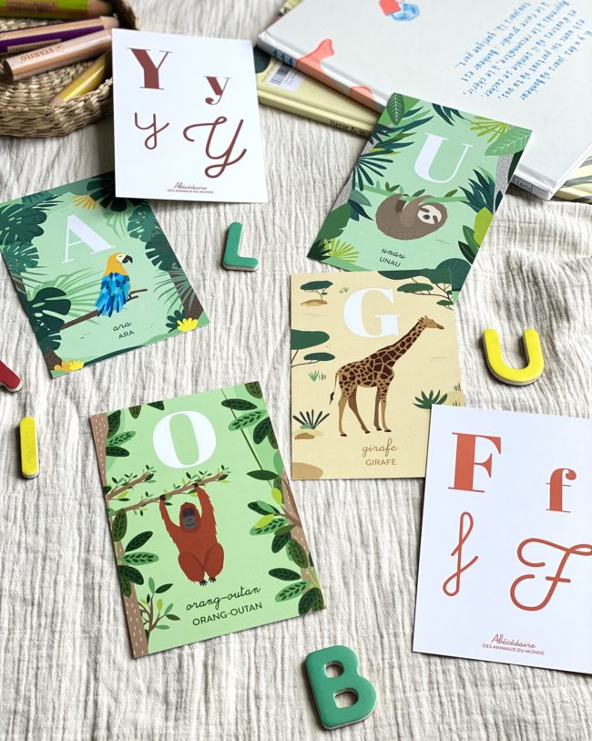 Carte alphabet animaux apprentissage lettres enfant abécédaire coffret