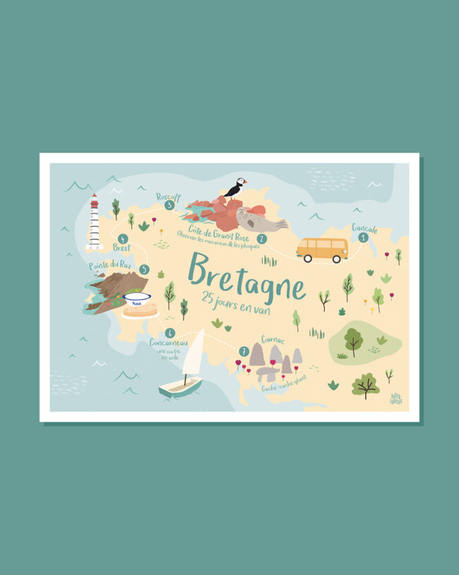 affiche voyage personnalisée bretagne cadeau unique papier curieux