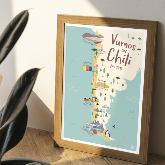 poster voyage personnalisée unique surmesure Chili Papier curieux