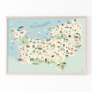 affiche normandie carte illustration papier curieux