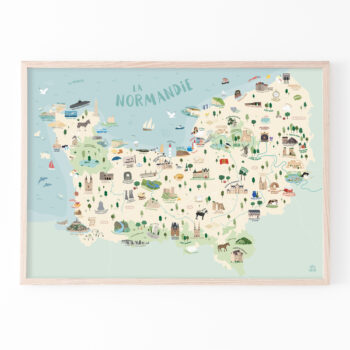 affiche normandie carte illustration papier curieux